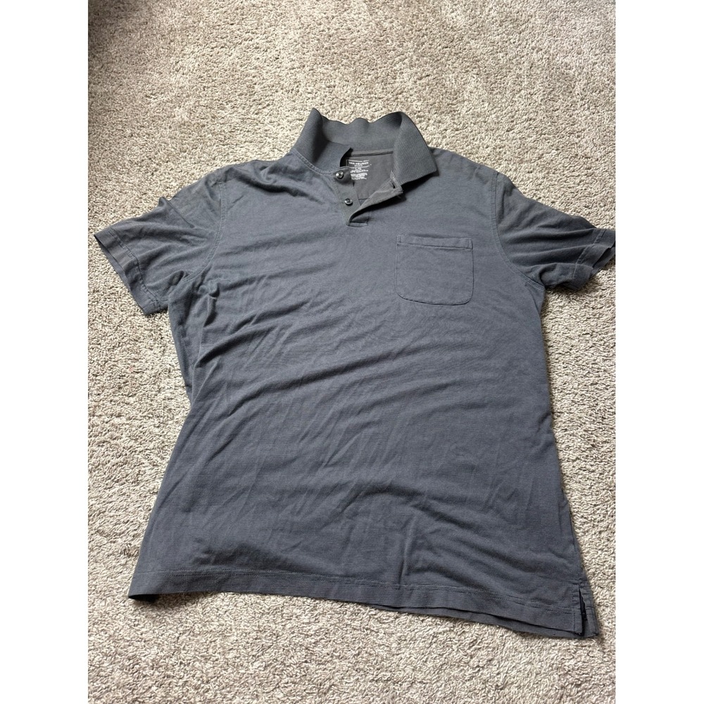 Van Heusen Flex Polo Shirt Mens Large Gray Short Sleeve Classic Fit Pocket
